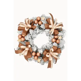 Wianek dekorowany ośnieżony adwentowy 25 cm CAPPUCCINO - zdjęcie 2