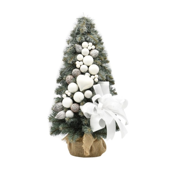 Choinka stożkowa dekorowana srebrzysta 50 cm BIANCO
