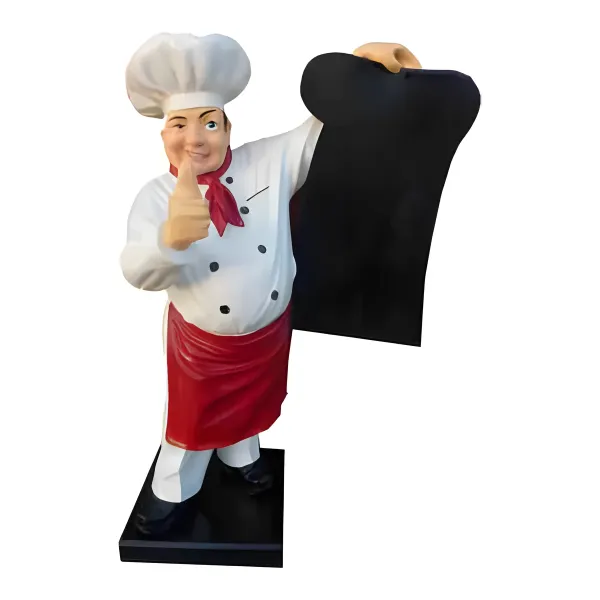 Figura dekoracyjna Kucharz z tablicą H: 74cm z żywicy