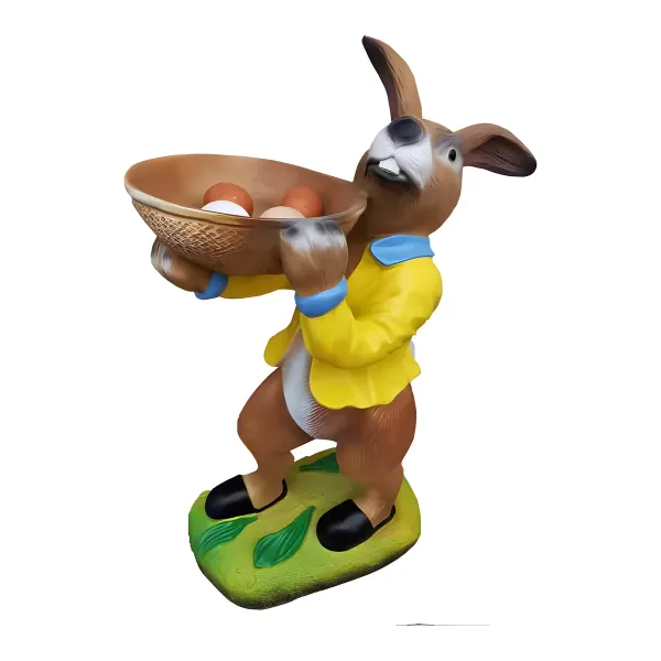 Figura dekoracyjna Zając z misą H: 67cm z żywicy