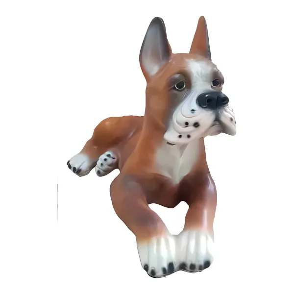 Figura dekoracyjna Pies bokser leżący H: 45cm z żywicy