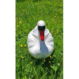Figura ozdobna ŁABĘDŹ PŁYWAJĄCY Donica biała H: 27cm ogrodowa - zdjęcie 3