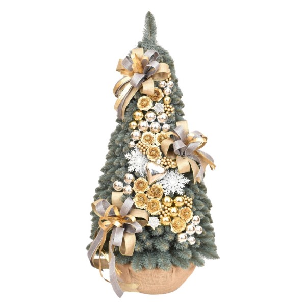 Stożek dekorowany srebrzysty 90 cm GOLDEN FROST