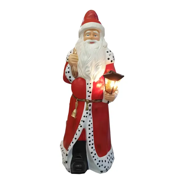 Figura dekoracyjna Św. Mikołaj z latarnią H: 190cm z żywicy