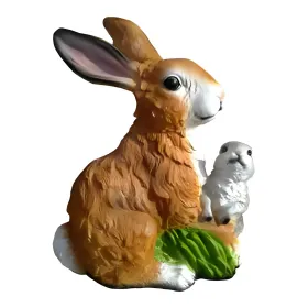 Figura dekoracyjna Zając z młodym H: 40cm z żywicy - zdjęcie 2