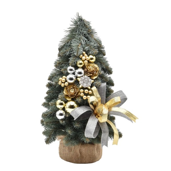 Choinka stożkowa dekorowana srebrzysta 40 cm GOLDEN FROST