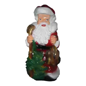Figura dekoracyjna Św. Mikołaj z choinką H: 78cm z żywicy - zdjęcie 2