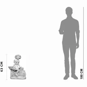 Figura ogrodowa Dziewczynka na rowerze H: 63cm betonowa - zdjęcie 2