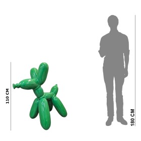 Figura Pies Balloon Dog XL Pop-Art zielony lakier wysoki połysk żywica H:110cm - zdjęcie 6