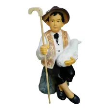 Figura dekoracyjna Pasterz chłopiec siedzący H: 80cm z żywicy