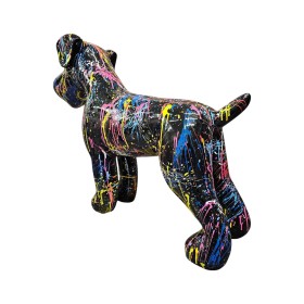 Figura Terier Pop-Art Drip Art Neon Splash czarno-wielokolorowa wysoki połysk żywica - zdjęcie 2