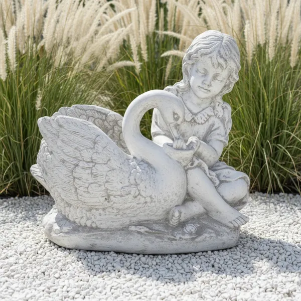 Figura ogrodowa Dziewczyna z łabędziem H: 40cm betonowa