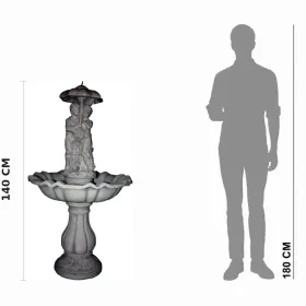 Duża fontanna ogrodowa F32 H: 140 cm biały cement - zdjęcie 2
