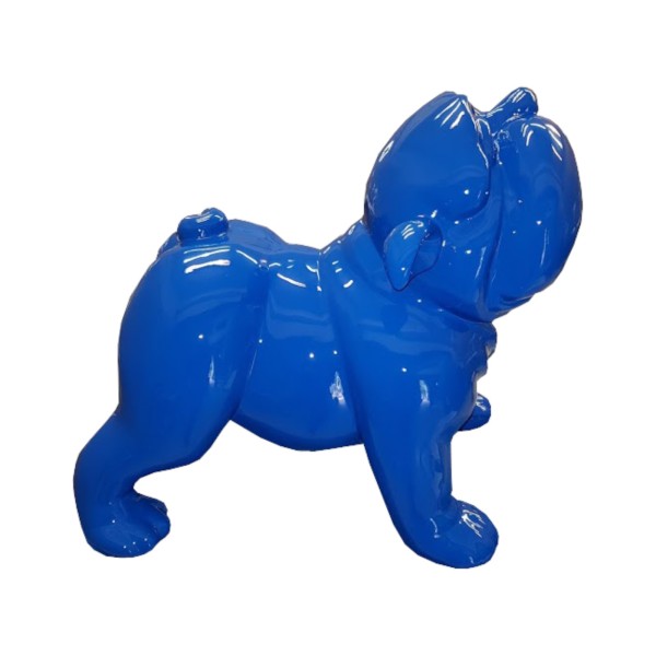 Figura Bulldog Angielski Pop-Art Royal Blue Gloss niebieska wysoki połysk żywica H: 80cm