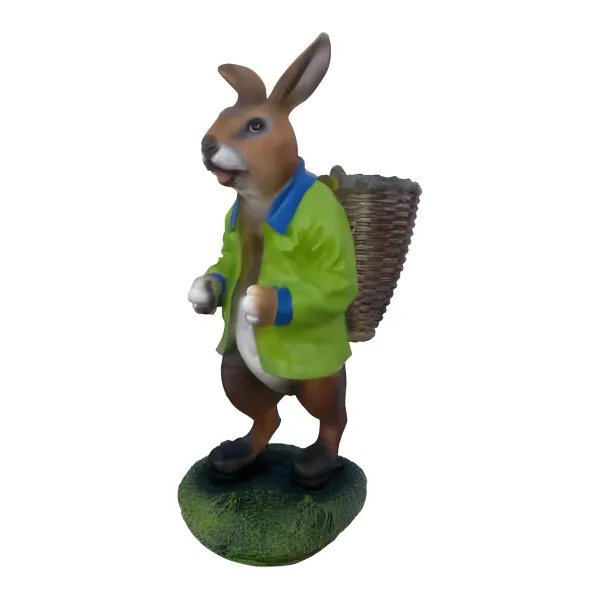 Figura dekoracyjna Zając z koszykiem H: 76cm z żywicy