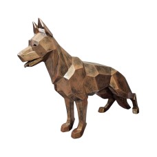 Figura Owczarek Geometryczny Modern Art Vintage Bronze wysoki połysk żywica H: 90cm