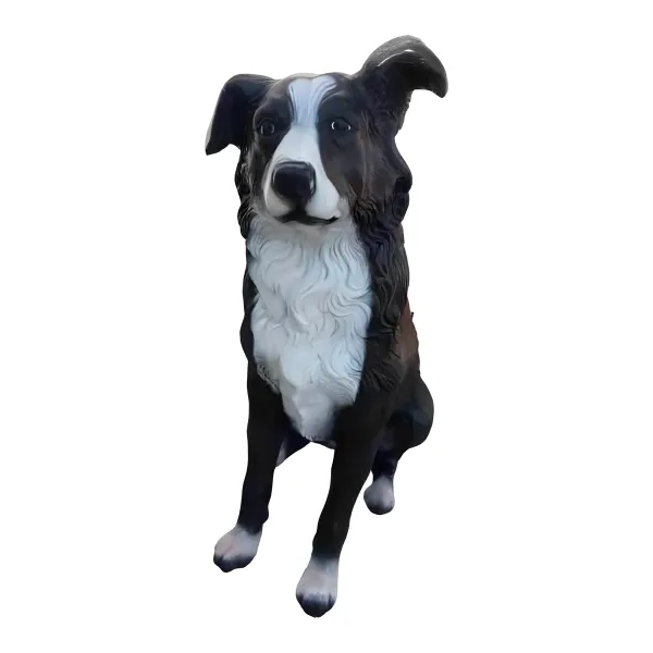 Figura dekoracyjna Pies border collie siedzący H: 45cm z żywicy