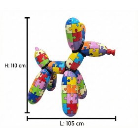 Figura Balloon Dog XL Pop-Art Puzzle Jigsaw Hard-edge wysoki połysk żywica H: 110cm - zdjęcie 6