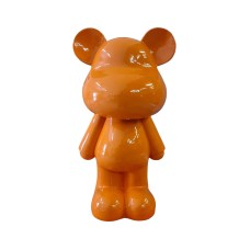 Figura Miś Pop-Art Orange Gloss jednokolorowa pomarańczowa wysoki połysk żywica