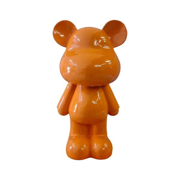Figura Miś Pop-Art Orange Gloss jednokolorowa pomarańczowa wysoki połysk żywica