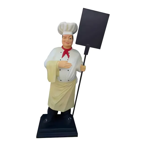 Figura dekoracyjna Kucharz z tablicą H: 190cm z żywicy