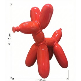 Figura Pies Balloon Dog XL Pop-Art czerwony lakier wysoki połysk żywica H: 110cm - zdjęcie 5
