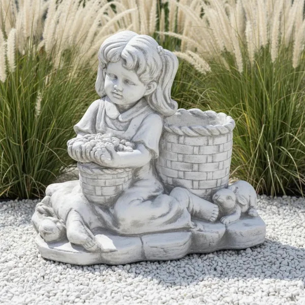 Figura ogrodowa Donica Dziewczynka siedząca H: 45cm betonowa