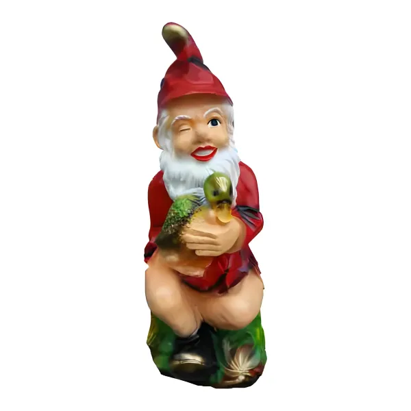 Figura dekoracyjna Krasnal z kaczką H: 77cm z żywicy