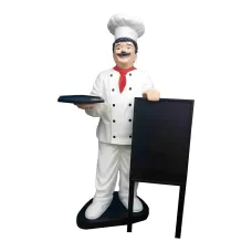 Figura dekoracyjna Kucharz z tablicą H: 155cm z żywicy