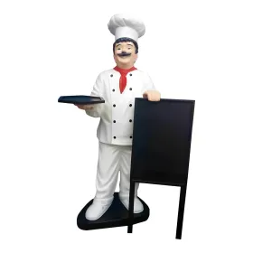 Figura dekoracyjna Kucharz z tablicą H: 155cm z żywicy - zdjęcie 2