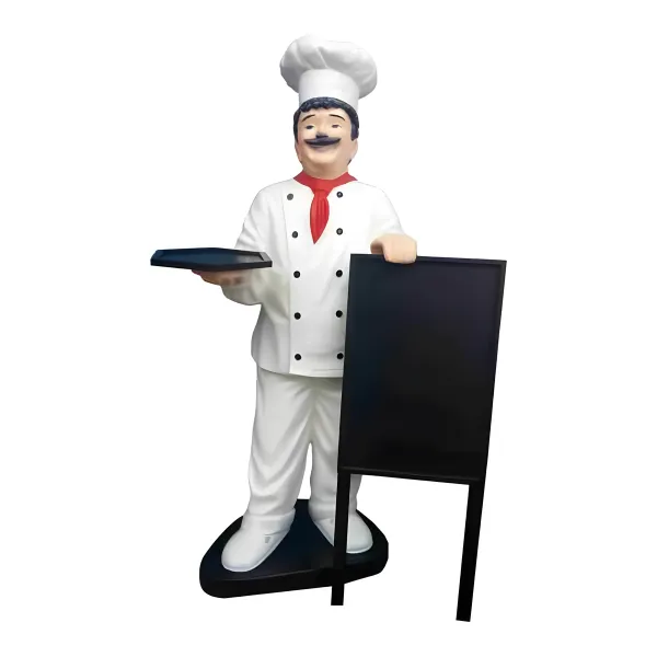 Figura dekoracyjna Kucharz z tablicą H: 155cm z żywicy