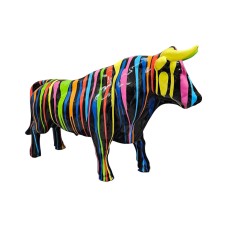 Figura Byk Pop-Art Drip-Art Neo-pop multikolor czarny wysoki połysk żywica H: 80cm