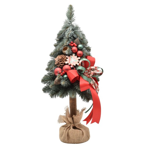 Choinka na kołeczku dekorowana srebrzysta 65 cm NOEL