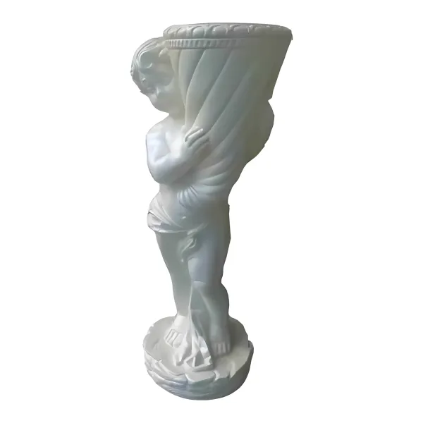 Figura dekoracyjna Putto z wazonem H: 70cm z żywicy
