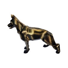Figura Owczarek Geometryczny Modern Art Bronze Gold wysoki połysk żywica H: 90cm