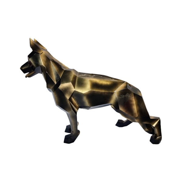 Figura Owczarek Geometryczny Modern Art Bronze Gold wysoki połysk żywica H: 90cm