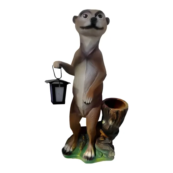 Figura dekoracyjna Surykatka z latarnią H: 60cm z żywicy