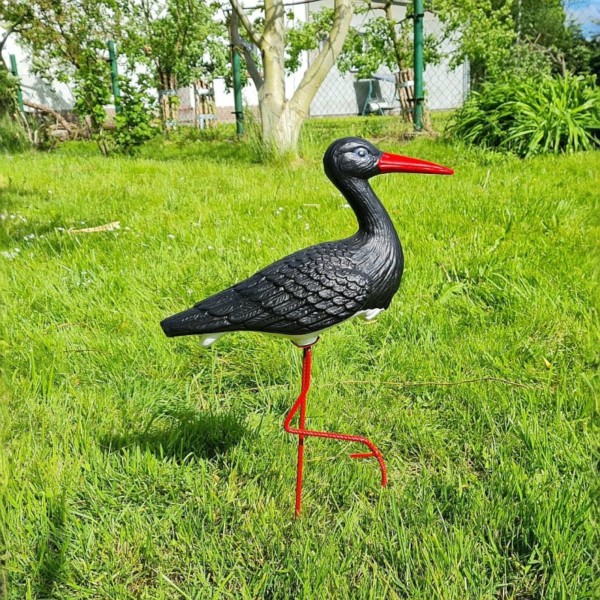 Figura ozdobna ogrodowa BOCIAN MAŁY H: 46cm czarny do ogrodu