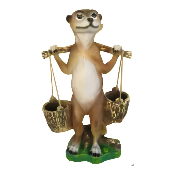 Figura dekoracyjna Surykatka z wiadrami H: 60cm z żywicy