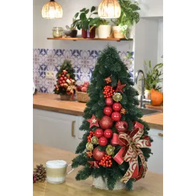 Choinka stożkowa dekorowana 60 cm RED - zdjęcie 5