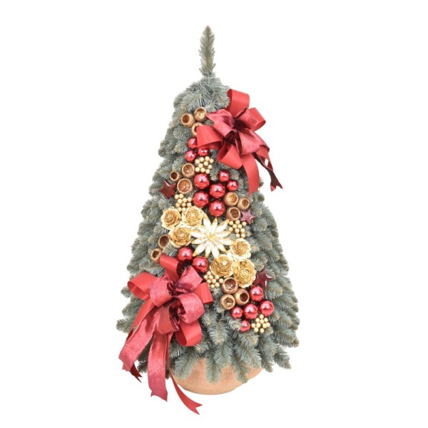 Stożek dekorowany srebrzysty 75 cm RUMBA