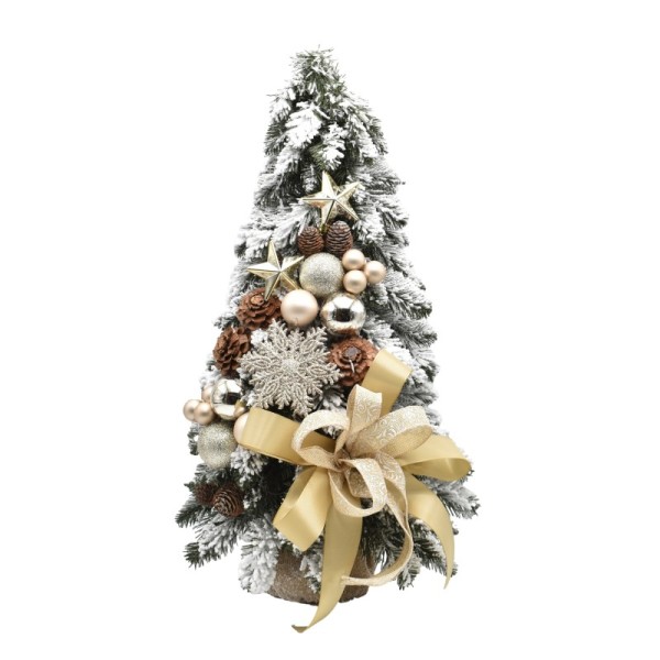 Choinka stożkowa dekorowana ośnieżona 60 cm PROSECCO