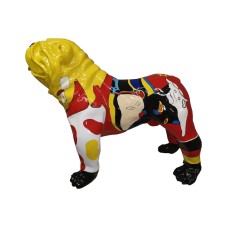 Figura Buldog Pop-Art Picasso czerwono-żółta wysoki połysk żywica H: 75cm