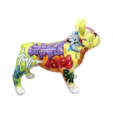 Figura Buldog Pop-Art Graffiti Street-Art Multicolor wysoki połysk żywica H: 70cm