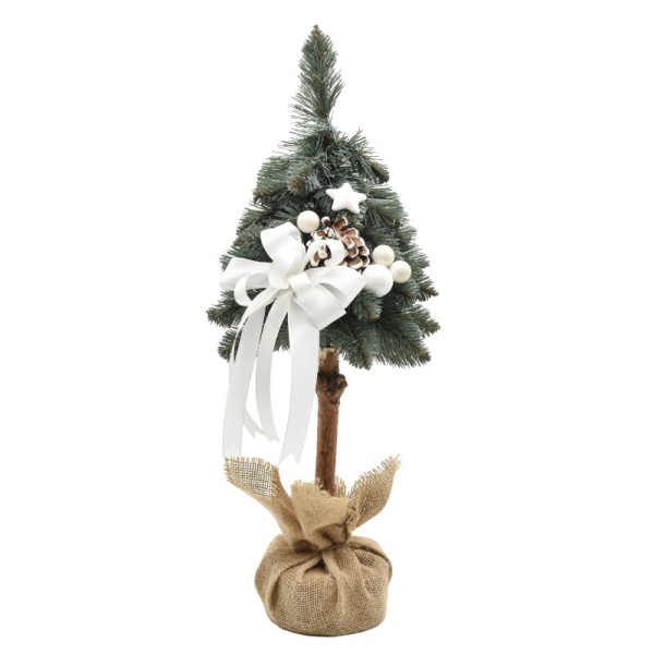 Choinka na kołeczku srebrzysta dekorowana 50 cm BIANCO