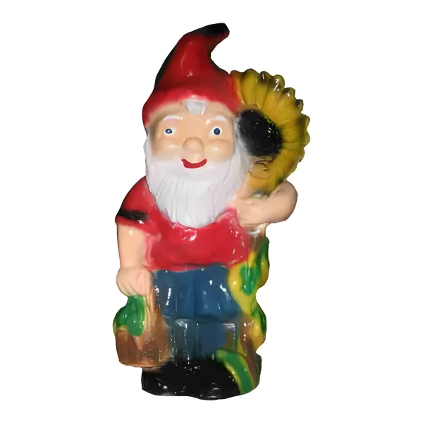 Figura dekoracyjna Krasnal ze słonecznikiem H: 40cm z żywicy