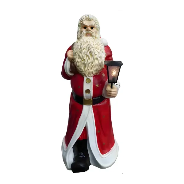Figura dekoracyjna Św. Mikołaj z latarnią wym. 175×82×107cm z żywicy