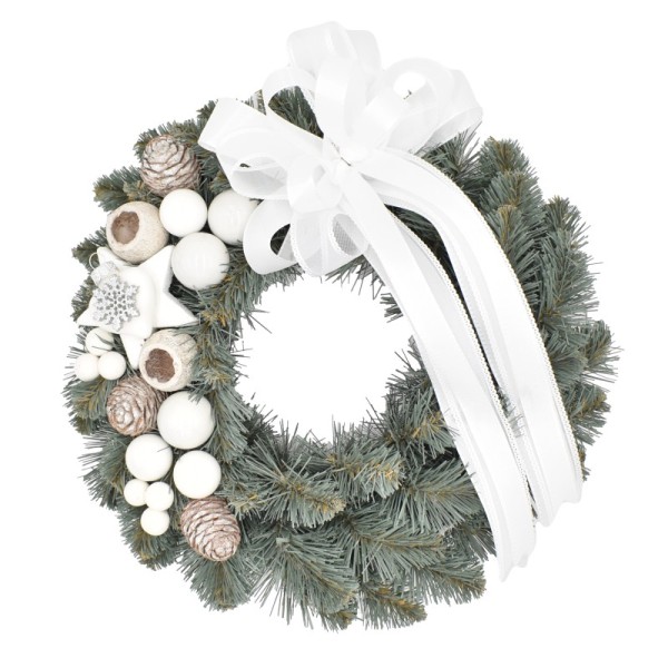 Wianek dekorowany srebrzysty 25 cm BIANCO
