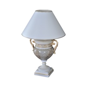Lampa a'la marmur w kształcie jasnej amfory ze złotymi wstawkami, H: 0,8m - zdjęcie 1