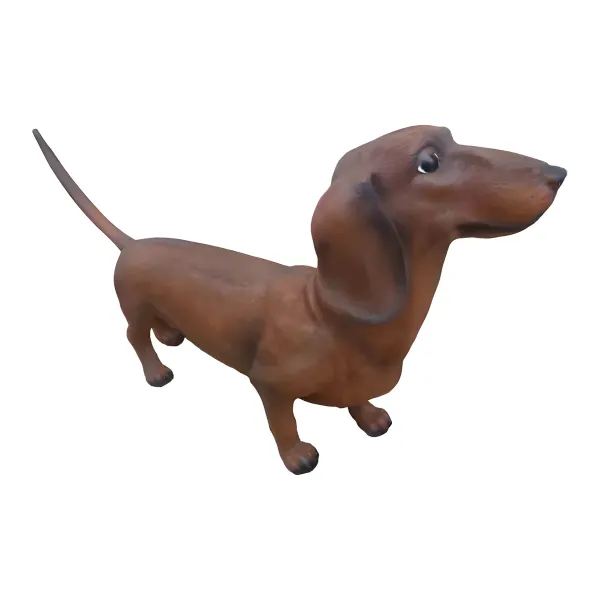 Figura dekoracyjna Pies jamnik brązowy wym. 48×87cm z żywicy